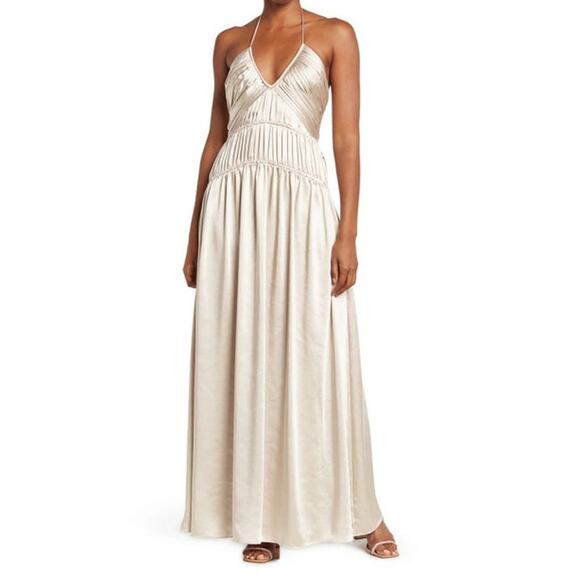 Jonathan Simkhai Clementine Leisure Halter Dress in Stone (Size S) - Picture 8 of 11